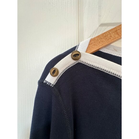 NEW Lauren Ralph Lauren Classics Navy Blue Boatneck Top Woman's Size 2X Nautical - Picture 3 of 10